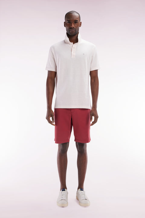 Red straight-cut stretch cotton chino Bermuda shorts - Image 1