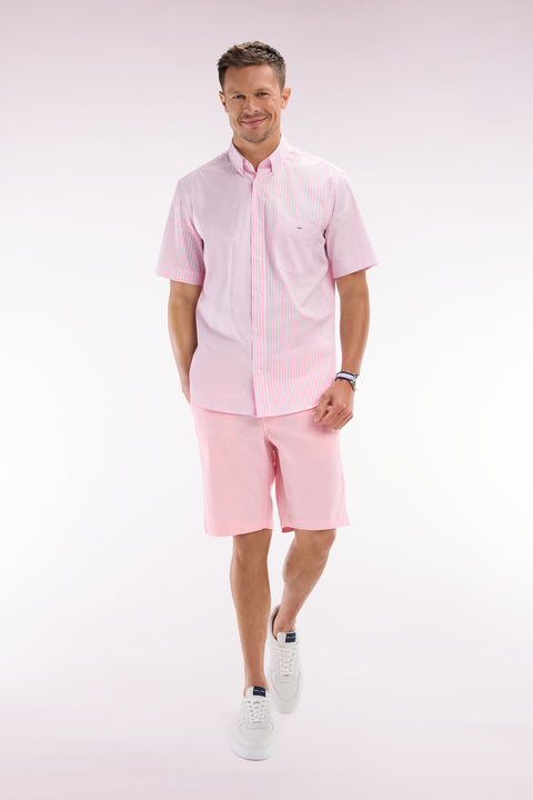 Pink straight-cut stretch cotton chino Bermuda shorts - Image 2