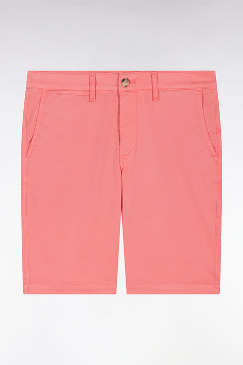 Salmon pink straight-cut stretch cotton chino Bermuda shorts - Image 1