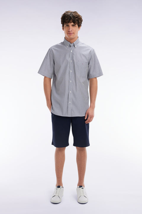 Straight-cut navy lyocell and stretch cotton Bermuda shorts - Image 1