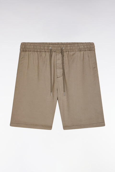 Elasticated waistband sand Bermuda shorts in lyocell and stretch cotton - Image 2