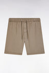 Elasticated waistband sand Bermuda shorts in lyocell and stretch cotton