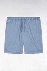 Elasticated waistband grey Bermuda shorts in lyocell and stretch cotton