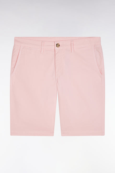Elasticated waistband pink Bermuda shorts in lyocell and stretch cotton - Image 2