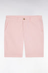 Elasticated waistband pink Bermuda shorts in lyocell and stretch cotton
