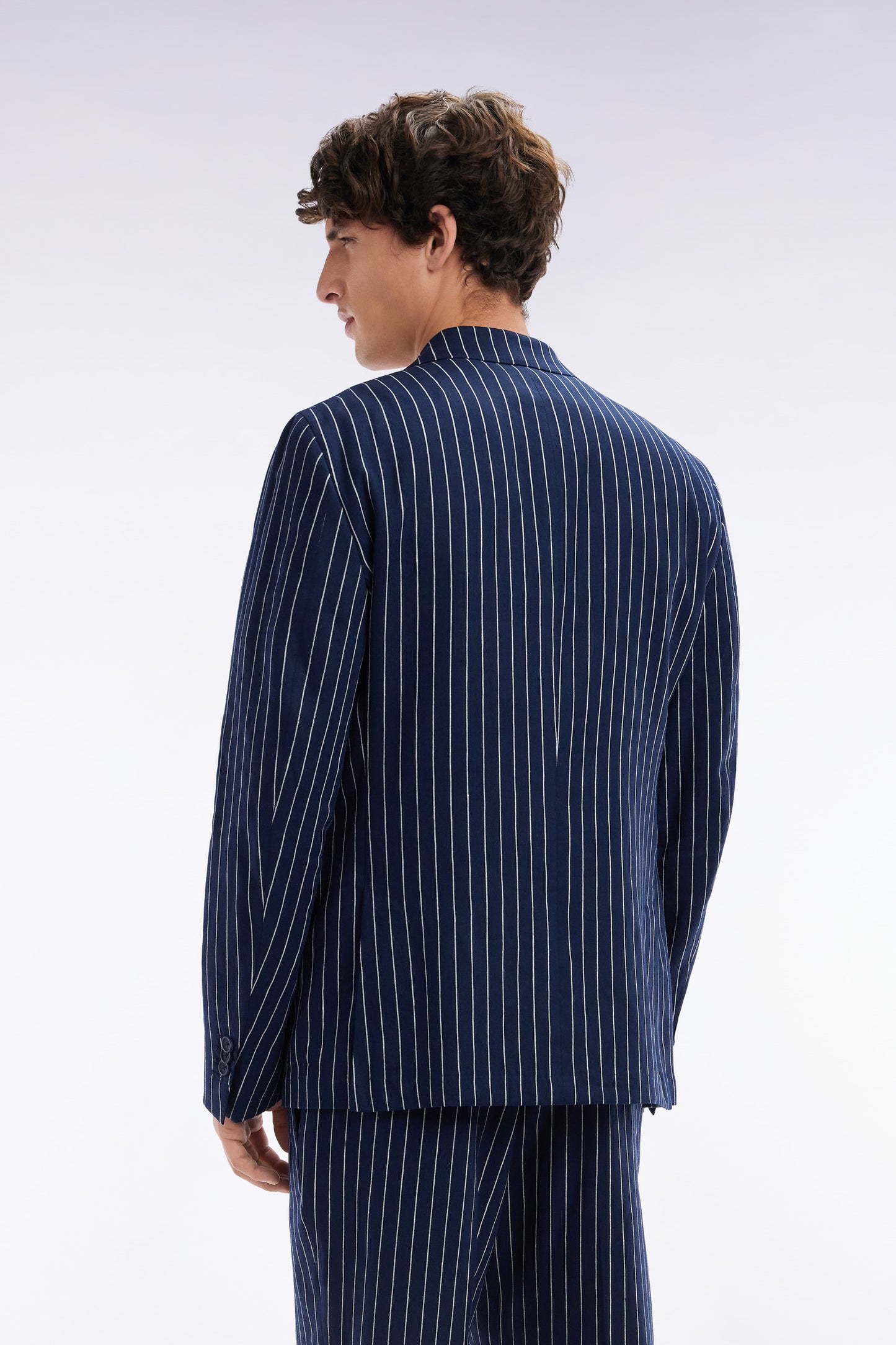 Navy tennis stripe elastic pants