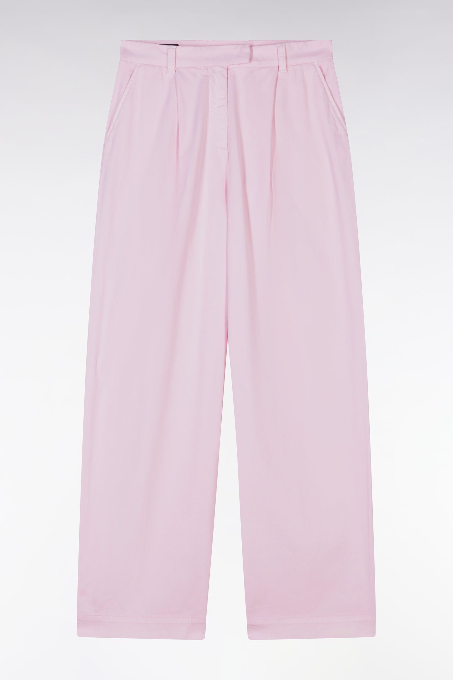Relaxed fit pink stretch cotton trousers