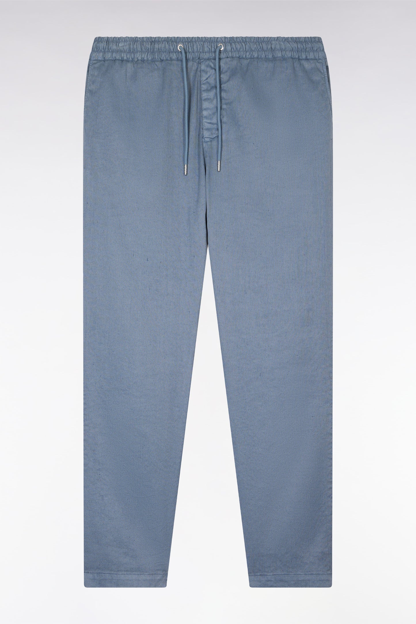 Flowing elastic trousers in grey stretch linen - cotton blend