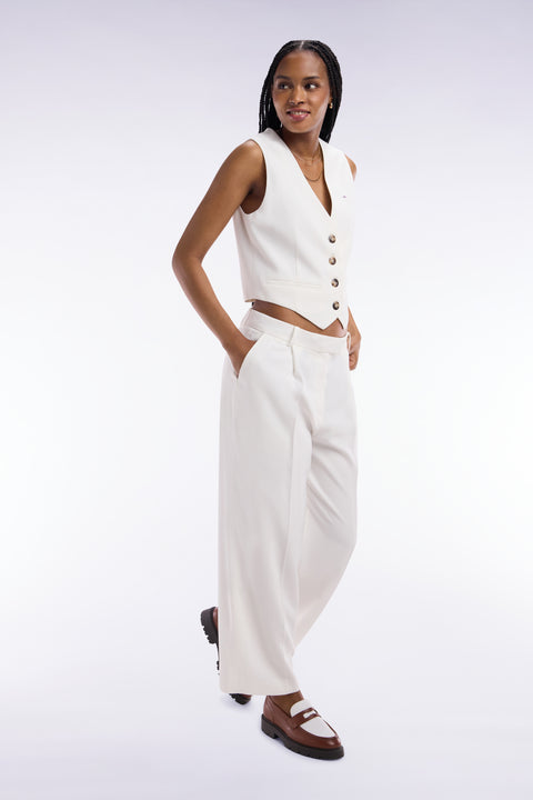 Ecru flowing wide-leg trousers - Image 1