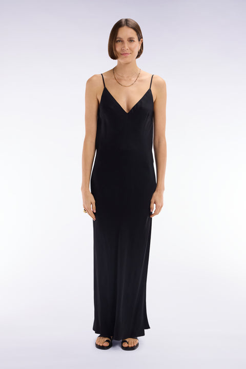 Straight cut black viscose slip dress - Image 2