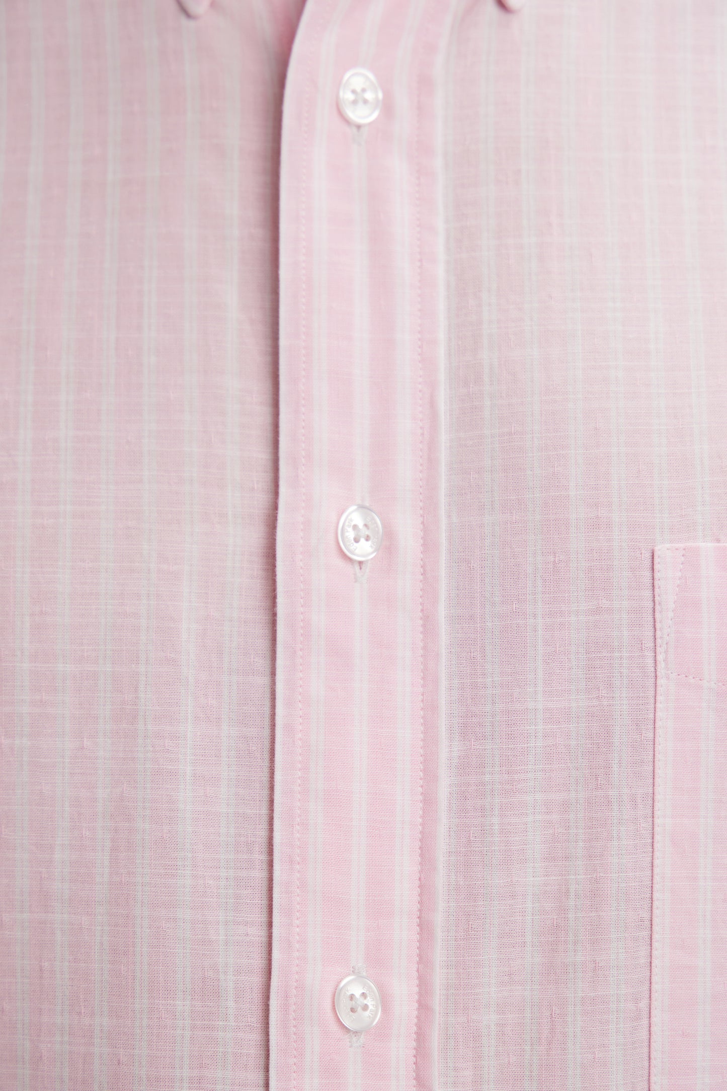 Straight striped short-sleeved pink cotton shirt