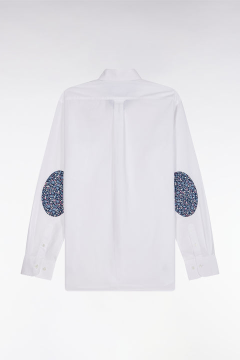 Straight-fit white cotton shirt with elbow patch - Image 2