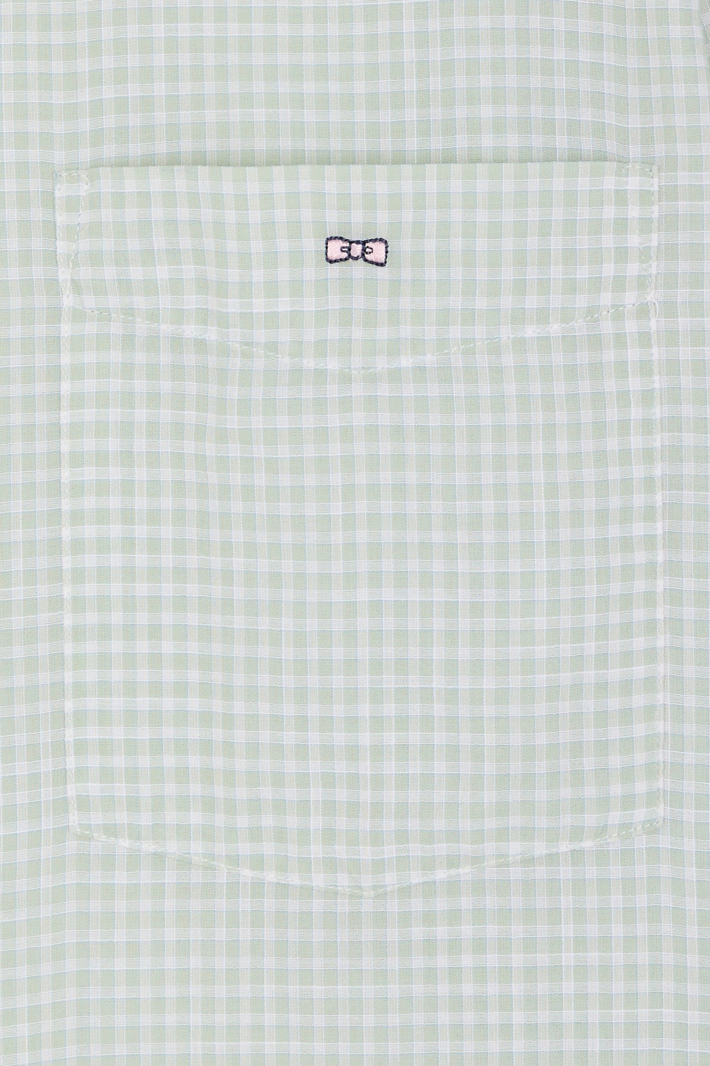 Straight-fit green gingham micro-checked cotton poplin shirt
