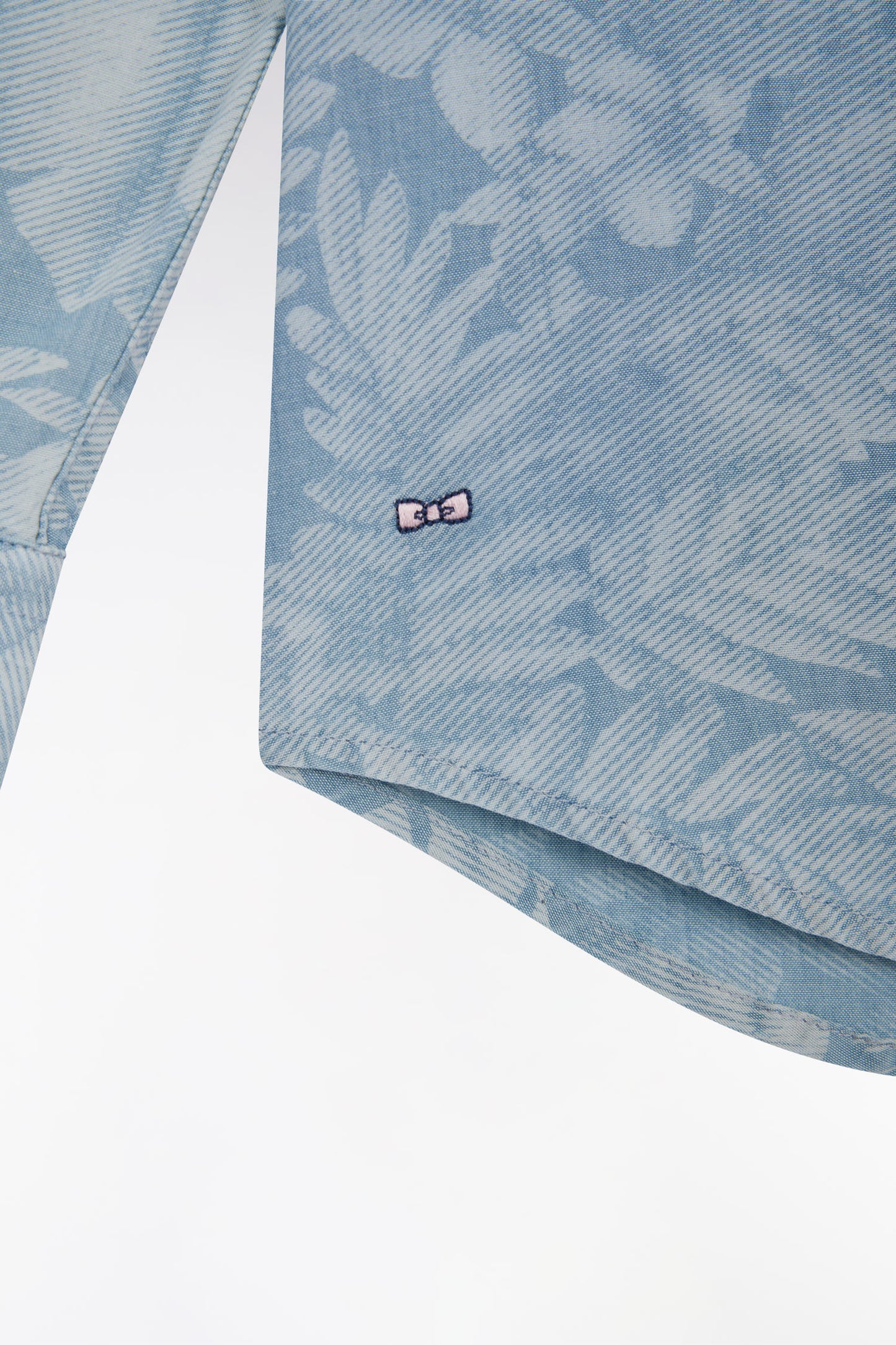 Slim-fit grey chambray printed shirt