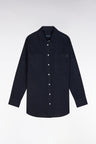 Oversized navy linen shirt with patch pockets