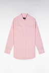 Oversized pink linen shirt with patch pockets