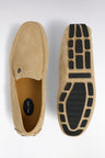 Beige suede leather loafers