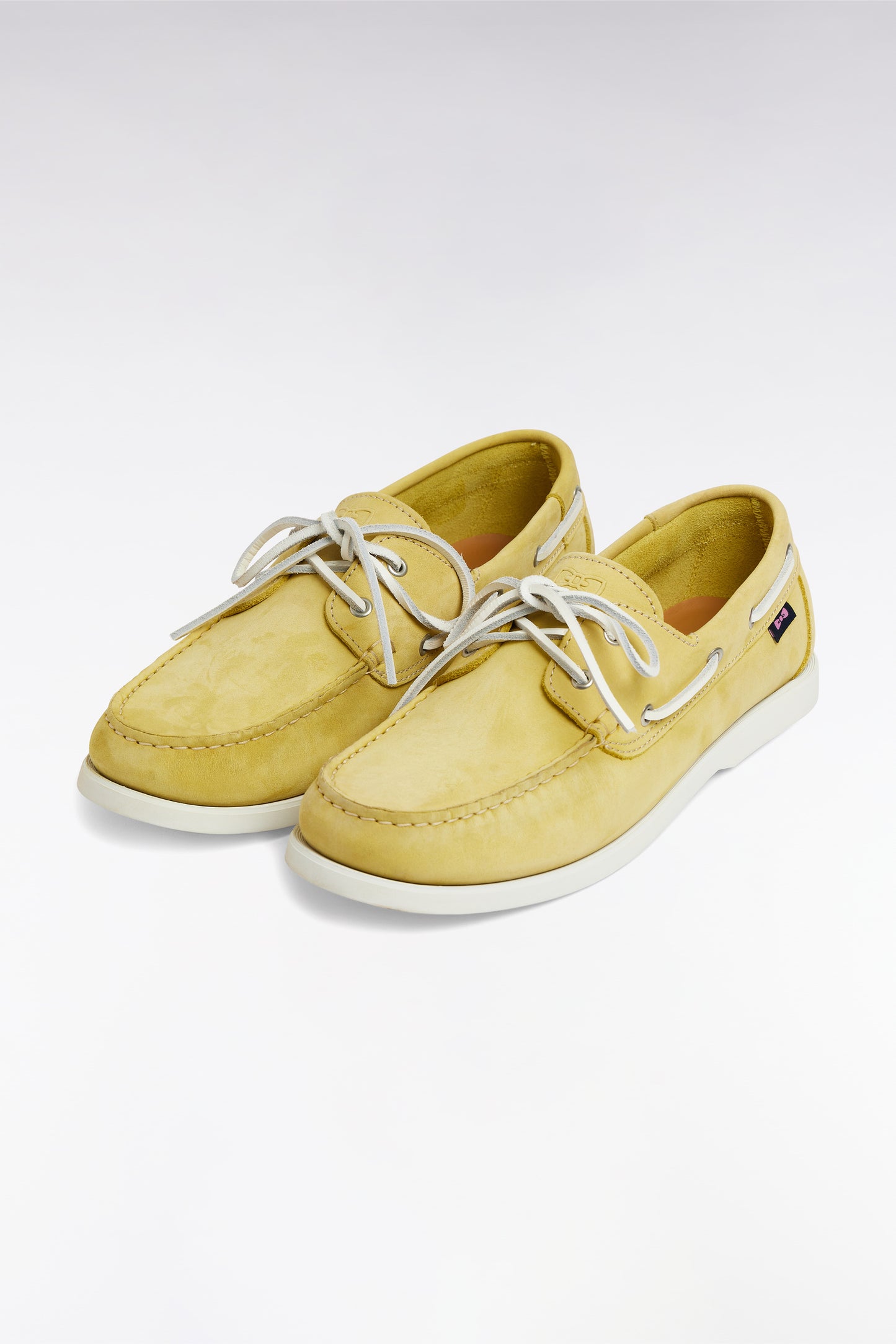 Yellow suede leather boat shoes style loafers