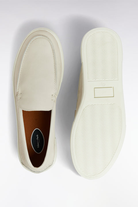 Loafers with sneakers soles in ecru suede leather - Image 3