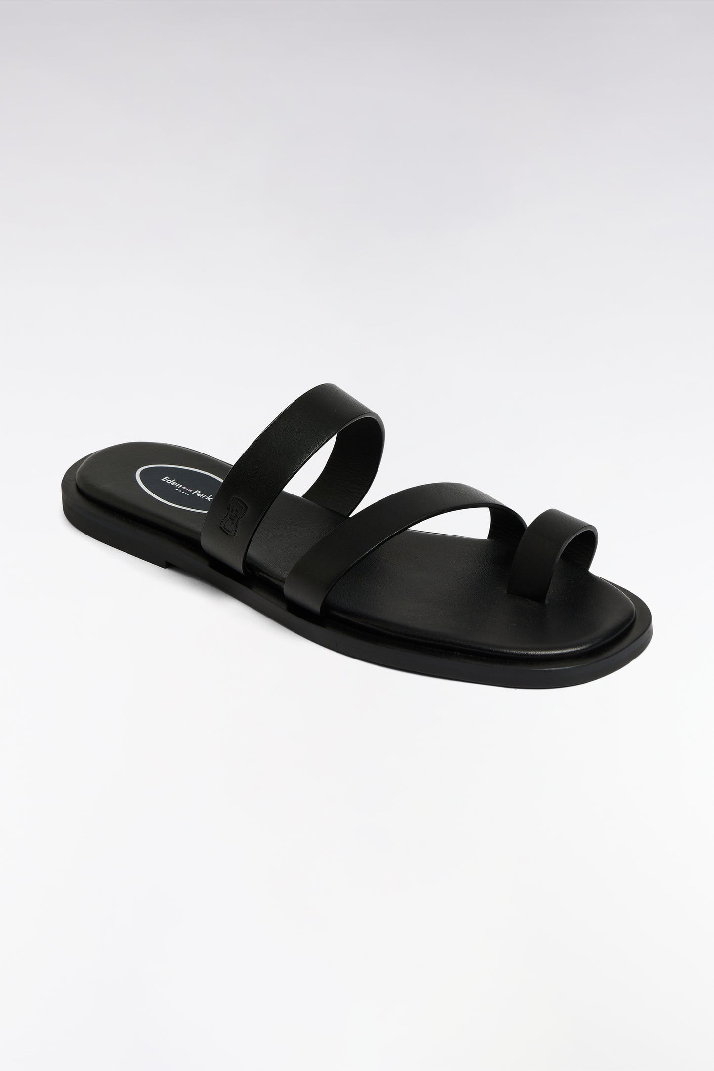 Black leather sandals