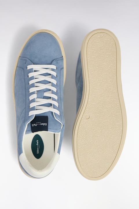 Blue-grey suede leather low-top sneakers - Image 3