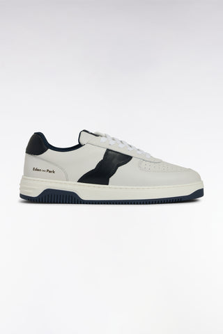 White leather sneakers with black details