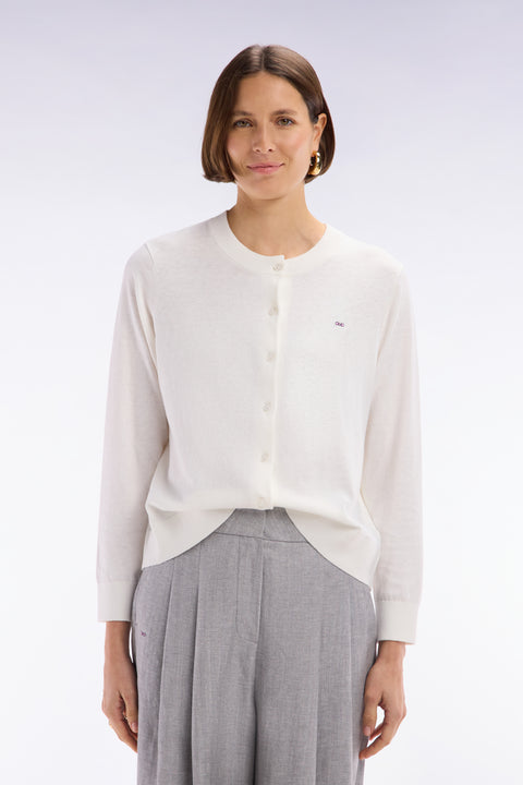 Ecru relaxed-fit cardigan in cotton-silk blend - Image 3