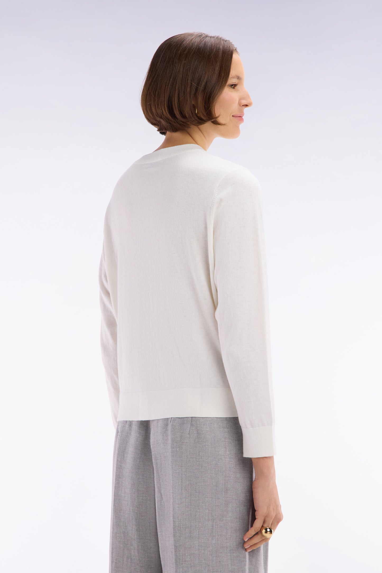 Ecru relaxed-fit cardigan in cotton-silk blend