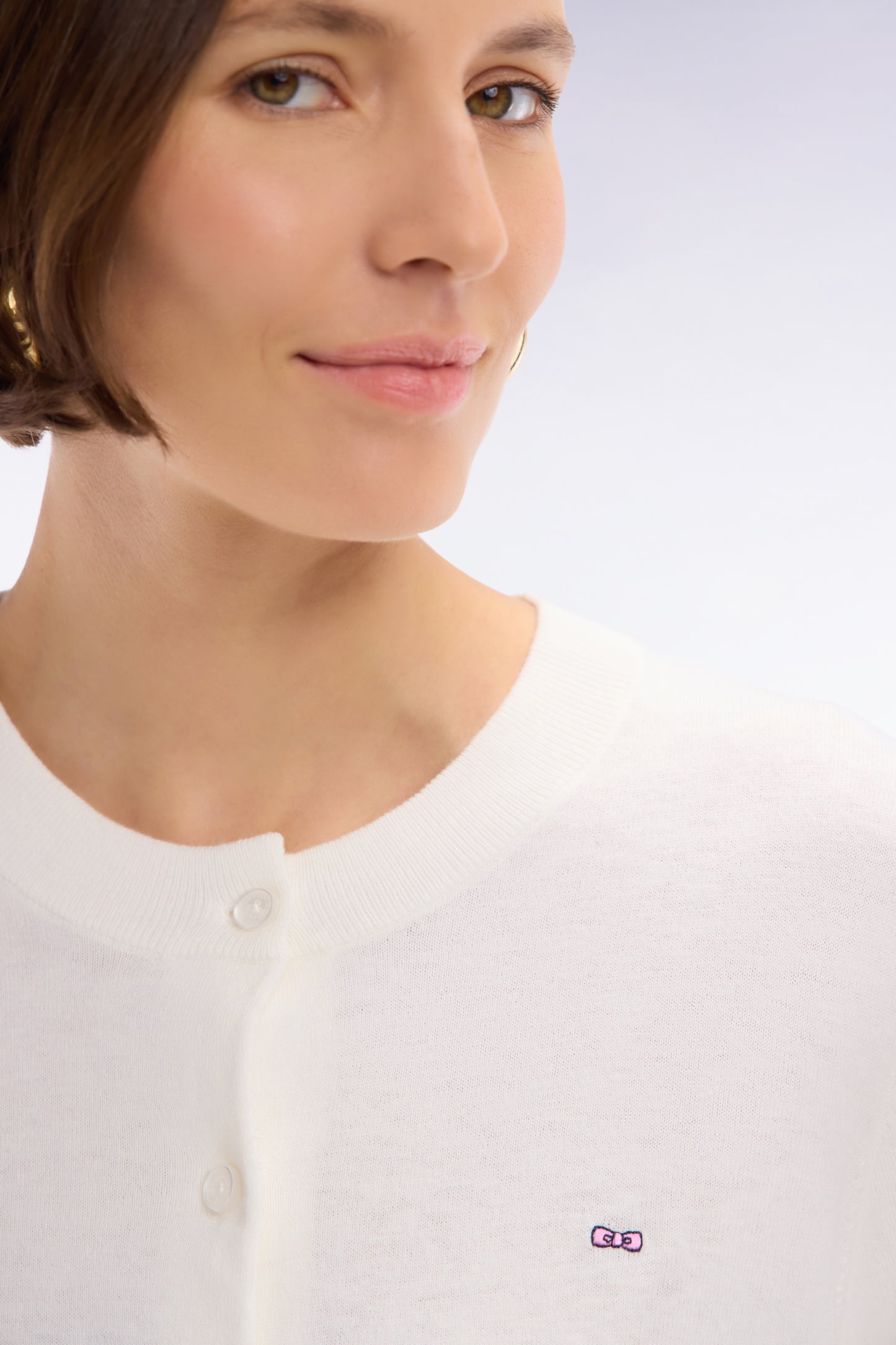Ecru relaxed-fit cardigan in cotton-silk blend