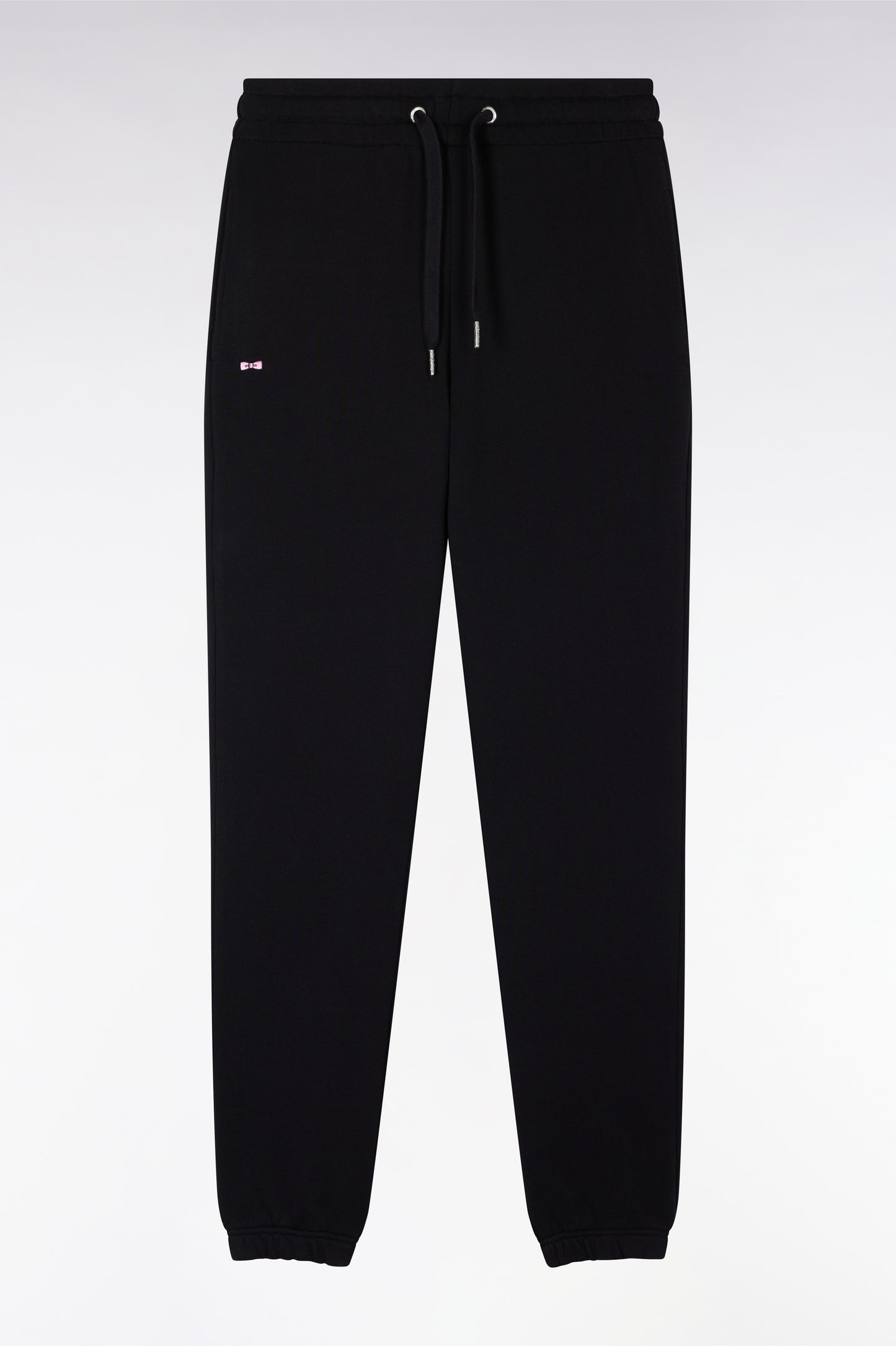 Black straight-cut cotton fleece jogging shorts