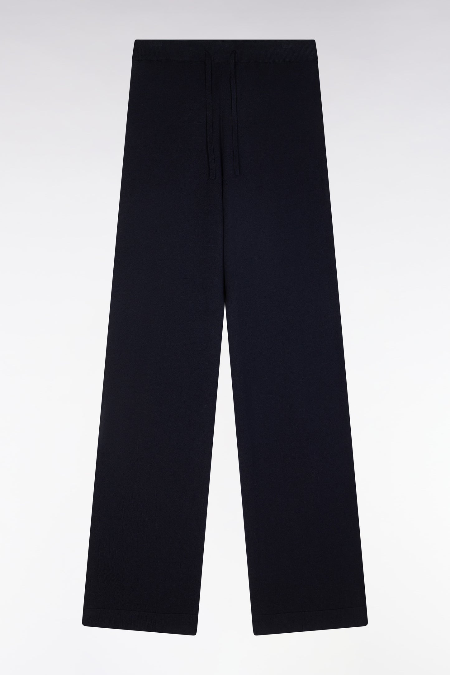 Relaxed-fit wide-leg navy trousers in organic cotton and cashmere