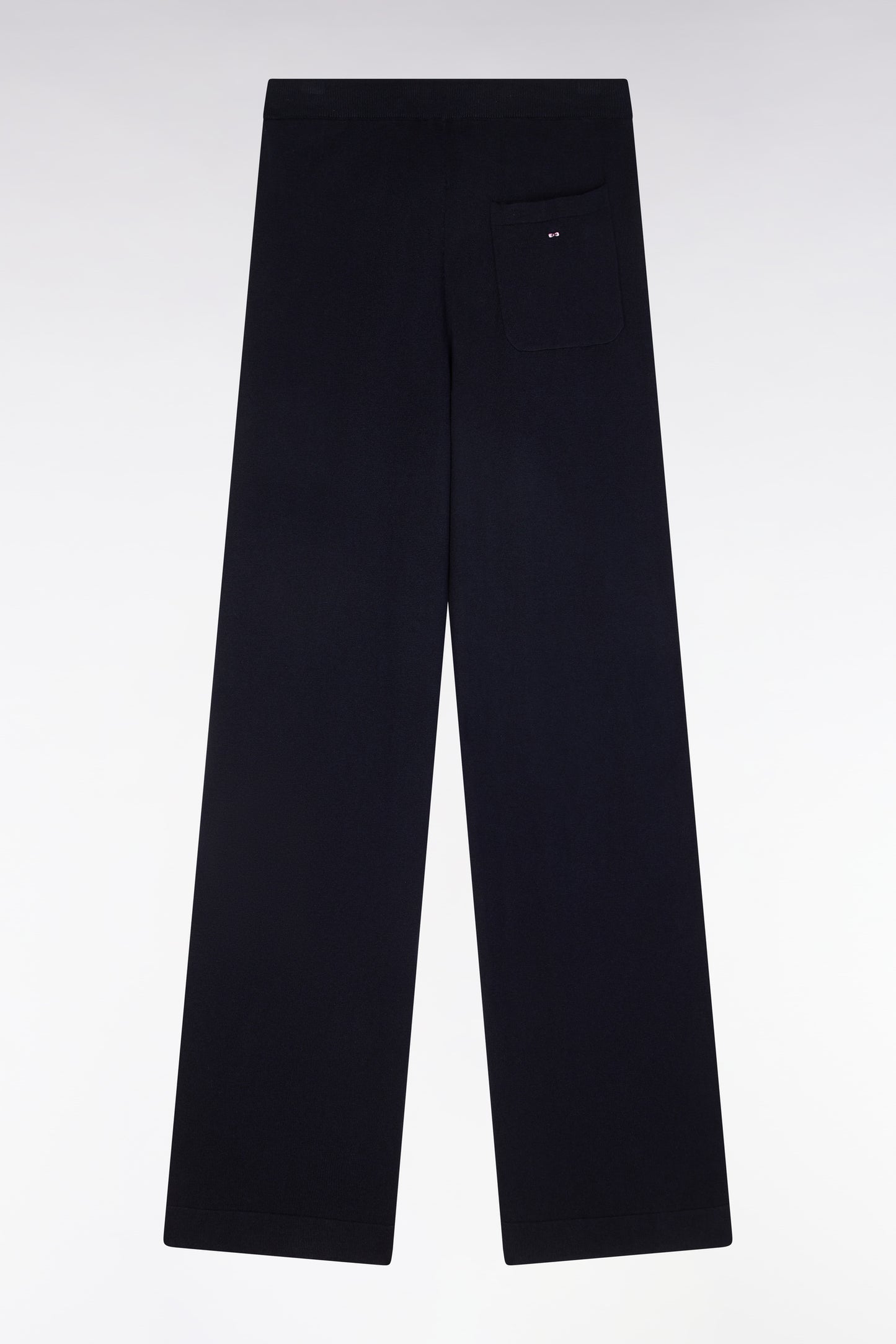 Relaxed-fit wide-leg navy trousers in organic cotton and cashmere