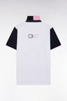 Relaxed-fit short-sleeved white cotton jersey with two-tone collar