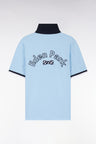 Straight-cut sky blue cotton short-sleeved rugby shirt with Eden Park back embroidery