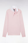 Straight-cut pink Pima cotton long-sleeved rugby shirt
