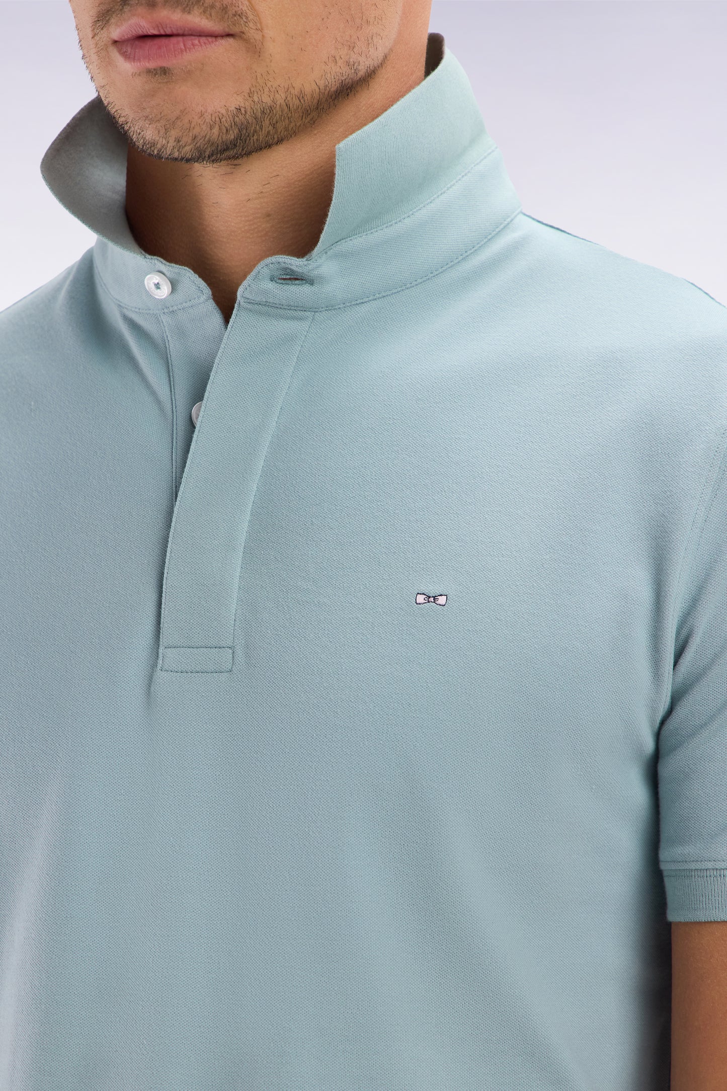 Slim-fit short-sleeved polo shirt in brown stretch cotton piqué
