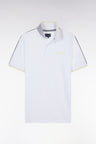 Relaxed-fit plain short-sleeved polo shirt in white cotton with Eden Park lettering