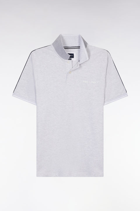 Relaxed-fit plain short-sleeved polo shirt in grey cotton with Eden Park lettering - Image 2