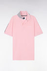 Relaxed-fit plain short-sleeved polo shirt in pink cotton with Eden Park lettering