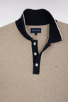 Straight-fit short-sleeved polo collar jumper in beige cotton