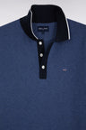 Straight-fit short-sleeved polo collar jumper in blue cotton