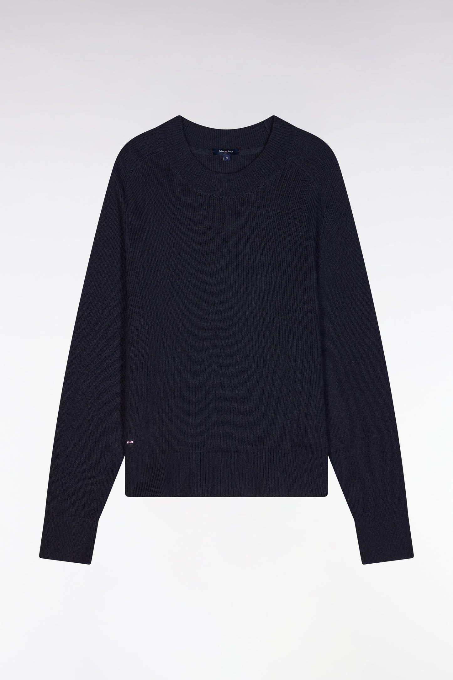 Relaxed-fit navy ribbed crew neck jumper