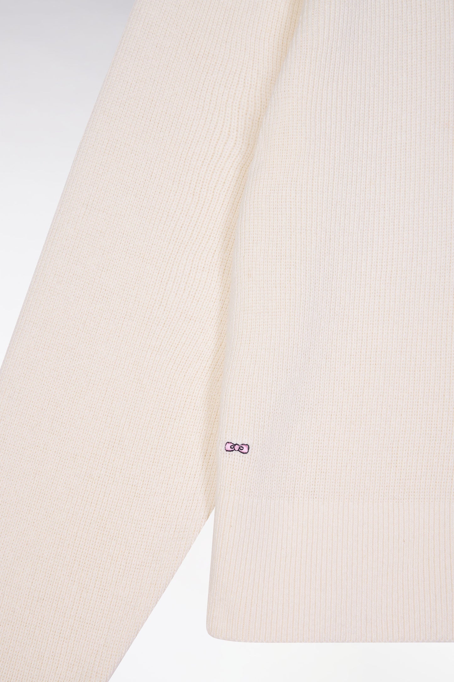 Relaxed-fit ecru ribbed crew neck jumper