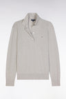 Relaxed-fit grey rugby shirt collar jumper in organic cotton and cashmere blend