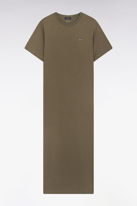 T-shirt dress in khaki Pima cotton, straight cut - Image 1