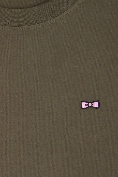 T-shirt dress in khaki Pima cotton, straight cut - Image 2