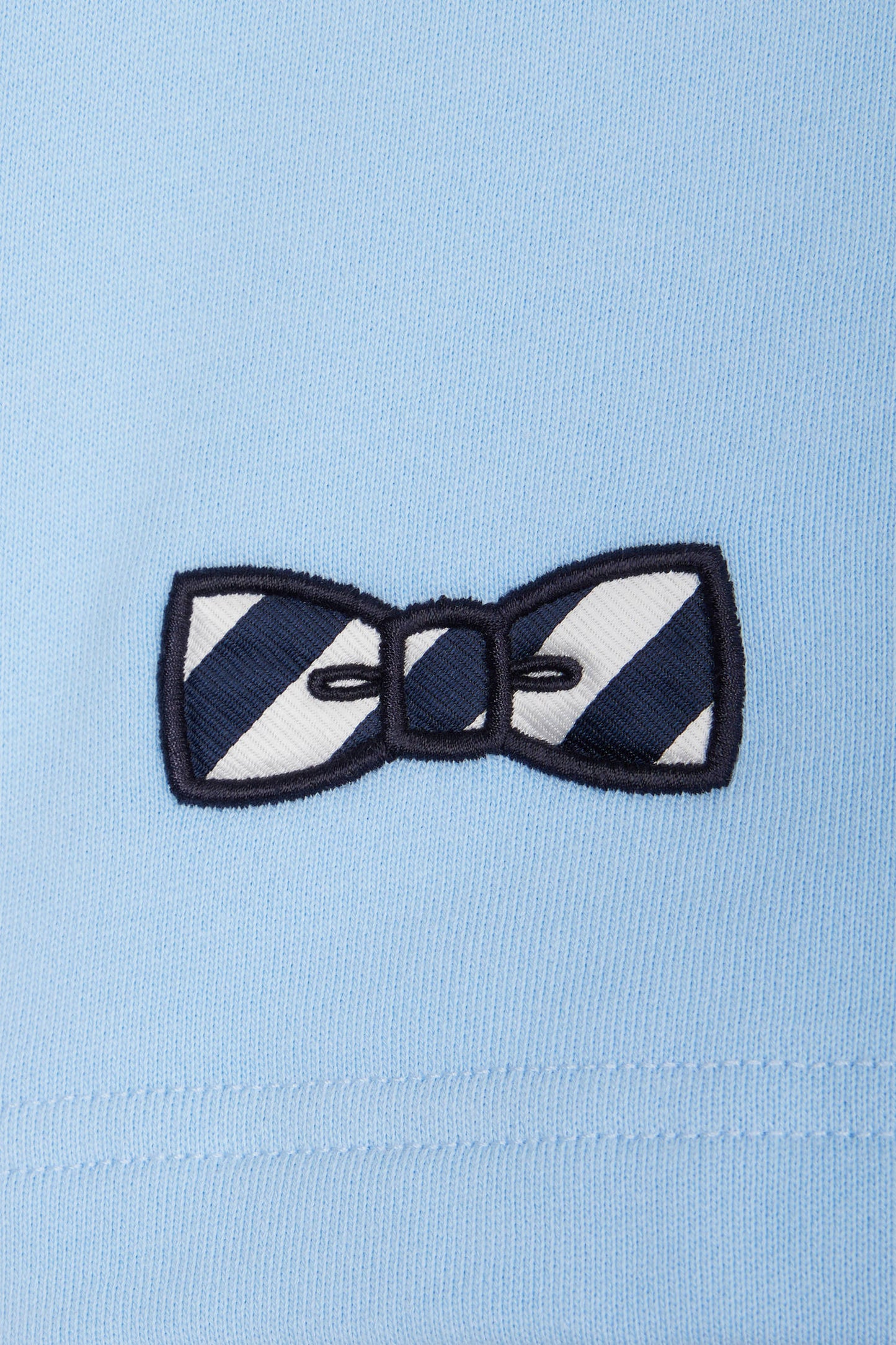 Relaxed-fit sky blue cotton fleece shorts with a striped bow tie embroidery