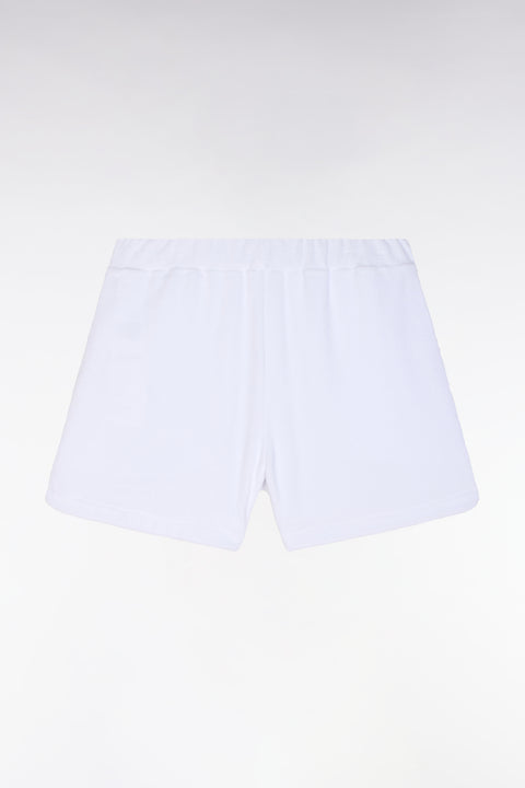 Straight-fit white cotton-blend fleece shorts - Image 2