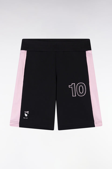 Straight-fit New Zealand shorts in black cotton fleece - Image 1