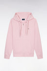 Straight-fit pink cotton fleece zip-up sweatshirt